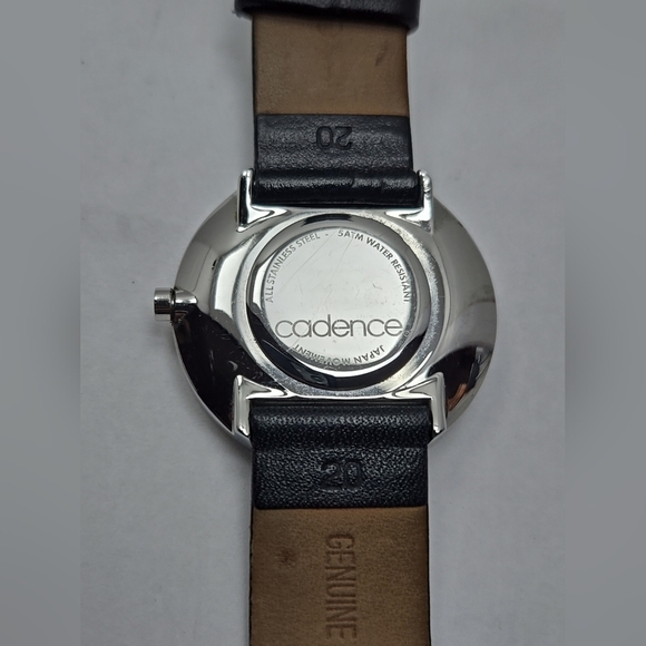 Cadence Watch Men 38mm Silver Tone Black Leather Band New Battery - Picture 11 of 11